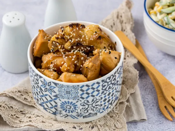 Фото блюда: Жареная цветная капуста с курицей