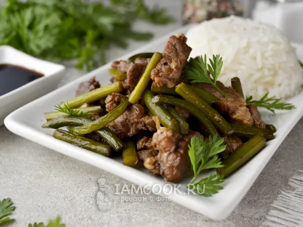 Фото блюда: Мясо с чесночными стрелками по-китайски